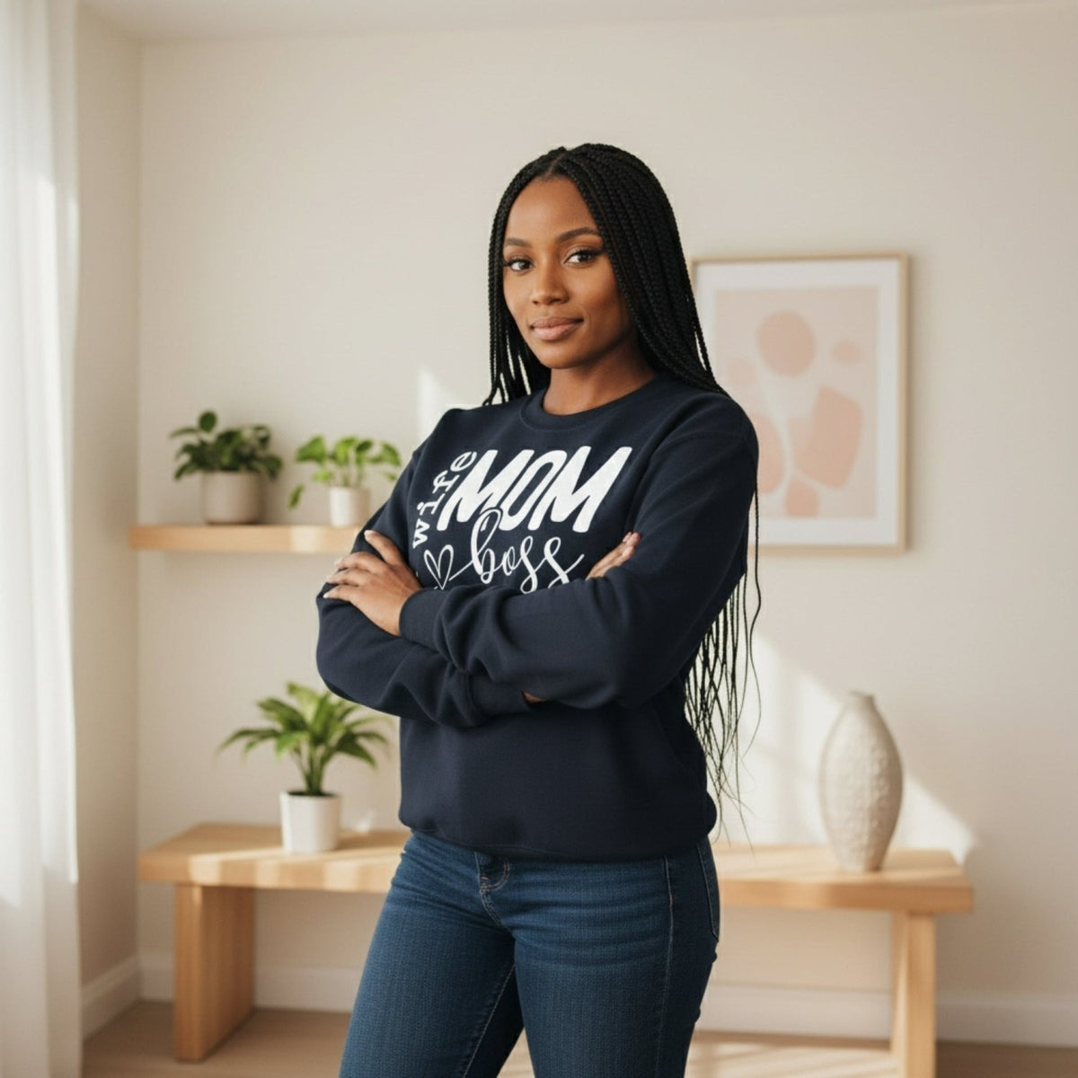 Funny Wife Boss Mom Sweatshirt Gift for Mothers Day - Gifts Are Blue