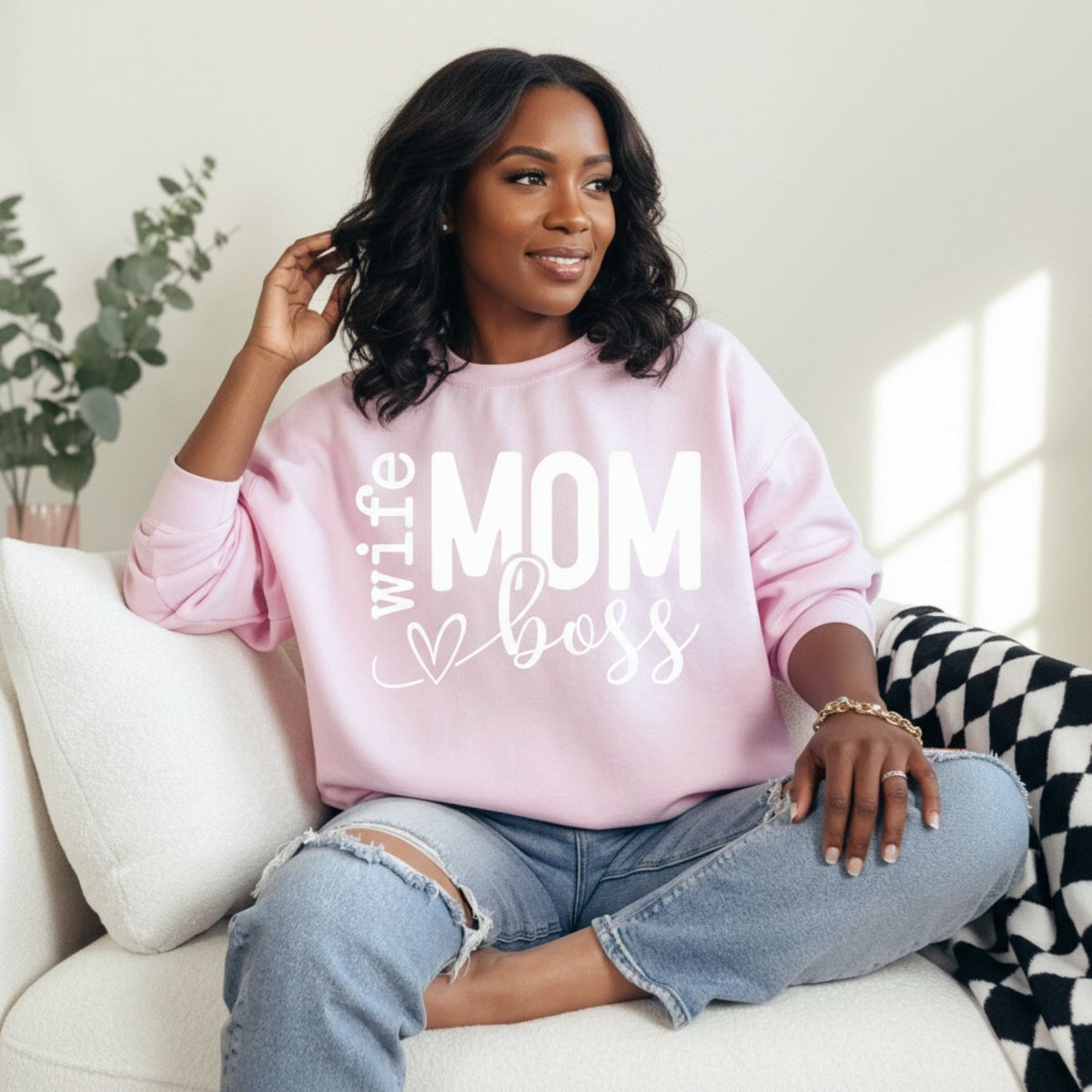 Funny Wife Boss Mom Sweatshirt Gift for Mothers Day - Gifts Are Blue