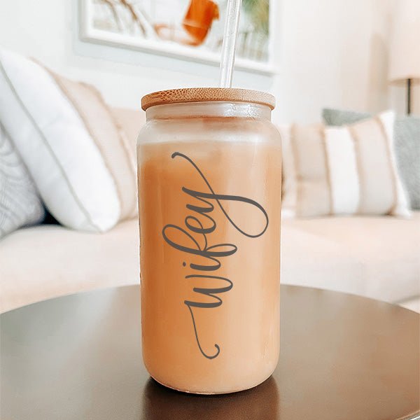 Minimalist Wifey Iced Coffee Glass Tumbler Gift for Her - Gifts Are Blue