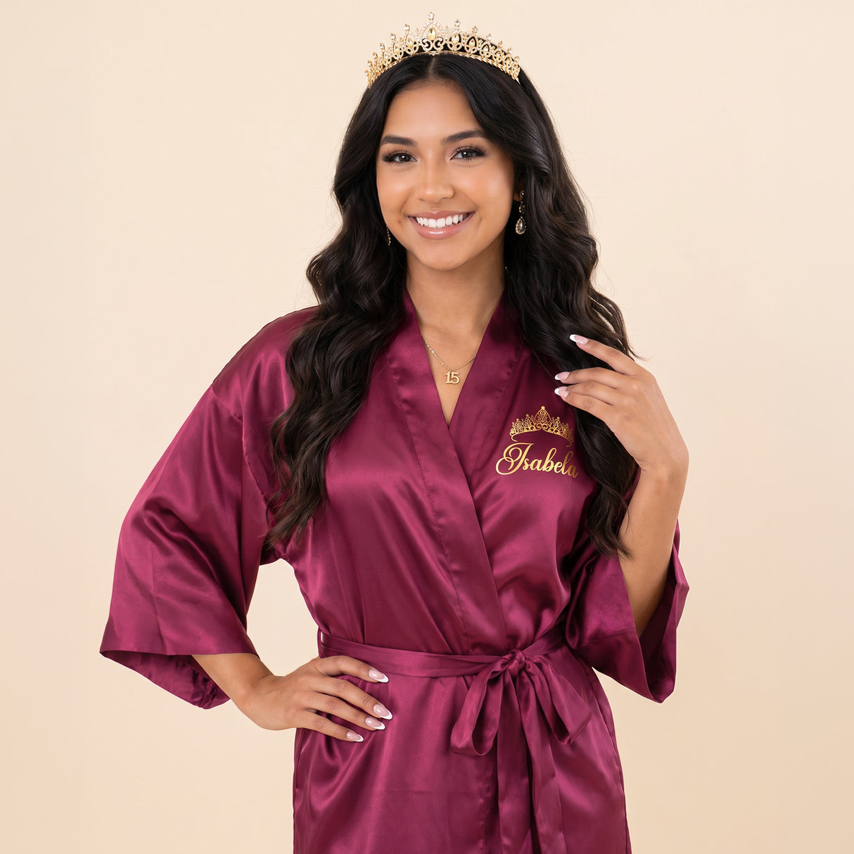 Classic Princess Quince Robe Personalized, Quinceanera Gift
