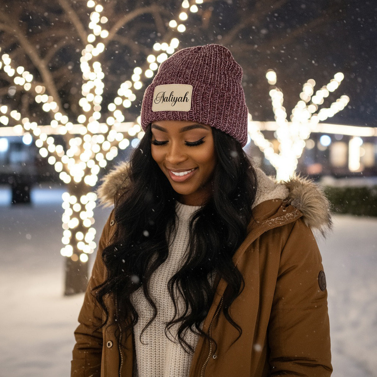 Cuffed Chunky Personalized Beanies for Adults with Name, Custom Gifts for Her and Him