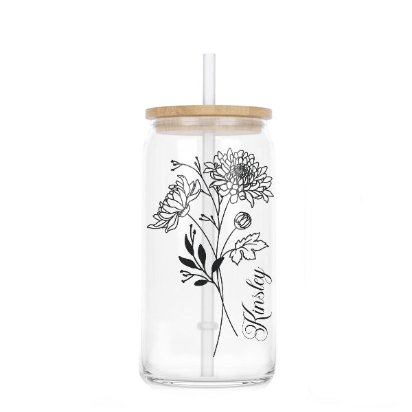 This glass can is functional as it is artistic and cute. Personalization just adds an extra touch.
