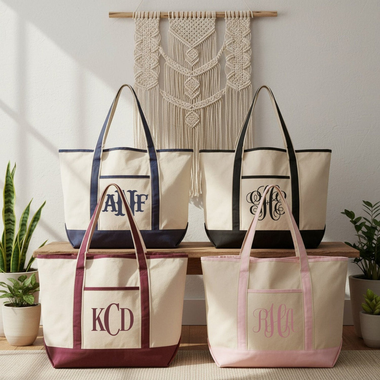 Big Monogram Personalized Tote Bag for Women and Teen Girls - Gifts Are Blue