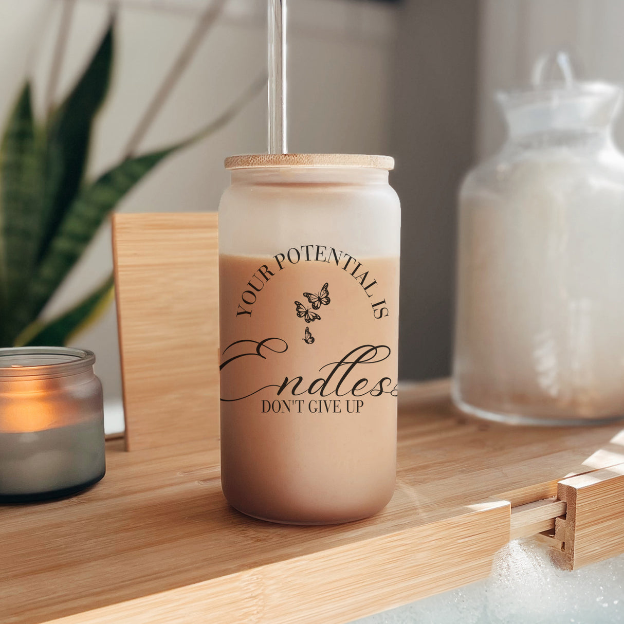 Your Potential Is Endless Inspirational Iced Coffee Glass Tumbler