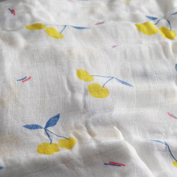 100 bamboo swaddle yellow cherry flat