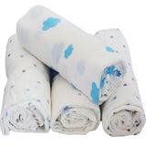 4 Pack Multiple Uses Pre-Washed Muslin Cotton Swaddle Blankets, Large, 47 x 47 - Gifts Are Blue - 1