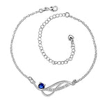 Stylish 925 Sterling Silver Blue Rhinestone Anklet Chain