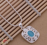 925 Sterling Silver Necklace with Ocean Blue Stone - Gifts Are Blue - 5