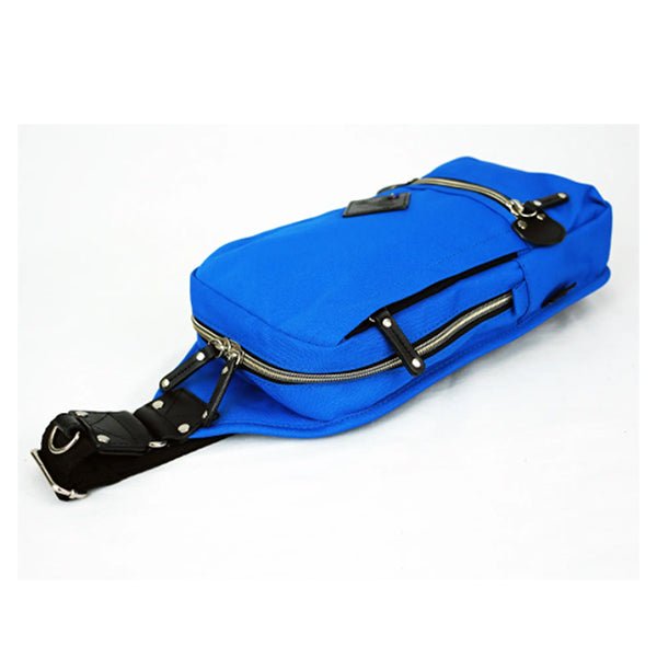Blue Cordura Men Sling Pack, Mens Sling Pack, Back To School Backpacks, College Student Backpacks - Mens Blue Cordura Laying Down