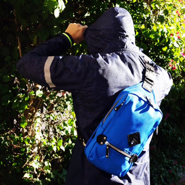 Blue Cordura Men Sling Pack, Mens Sling Pack, Back To School Backpacks, College Student Backpacks - Mens Blue Cordura Model