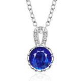 Classic Silver-Plated Necklace with Blue Cubic Zirconia Pendant