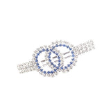 Elegant Double Circles Blue and Silver Rhinestones Hair Clip - Gifts Are Blue - 1