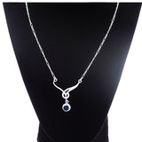 Elegant Silver-Plated Necklace with Blue Sapphire Cubic Zirconia - Gifts Are Blue - 4