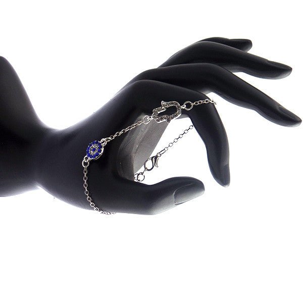 Gold plated Turkish evil eye anklet with blue charm, ideal as a good luck gift for women, bridesmaids, or graduation.