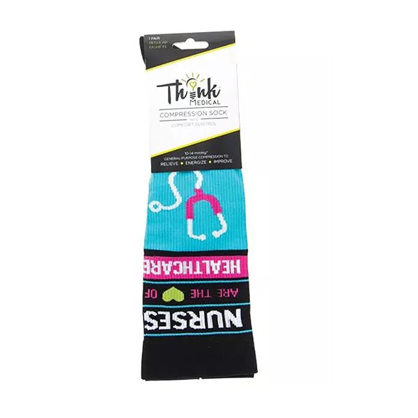 Fashion Compression Healthcare Socks For Nurses by Think Medical - Gifts Are Blue