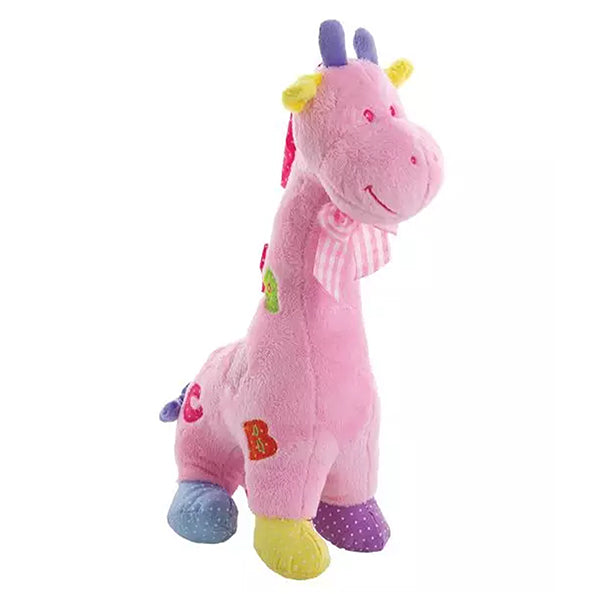 Happy Giraffle Rattle Assorted Blue Pink Yellow, Baby and Toddler Rattle; Pink