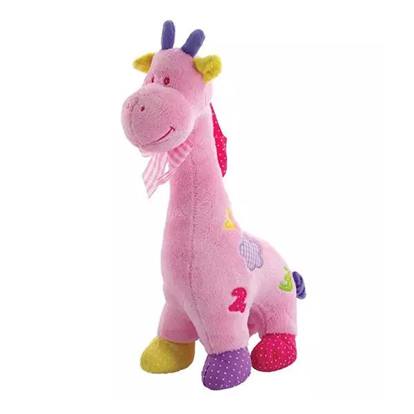 Happy Giraffle Rattle Assorted Blue Pink Yellow, Baby and Toddler Rattle; Pink