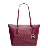 Charlotte Large Logo and Leather Top-Zip Tote Bag by Michael Kors