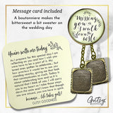 Wedding Keychains, Missing-you-as-I-walk-down-the-aisle-wedding-boutonniere-pin-instructions
