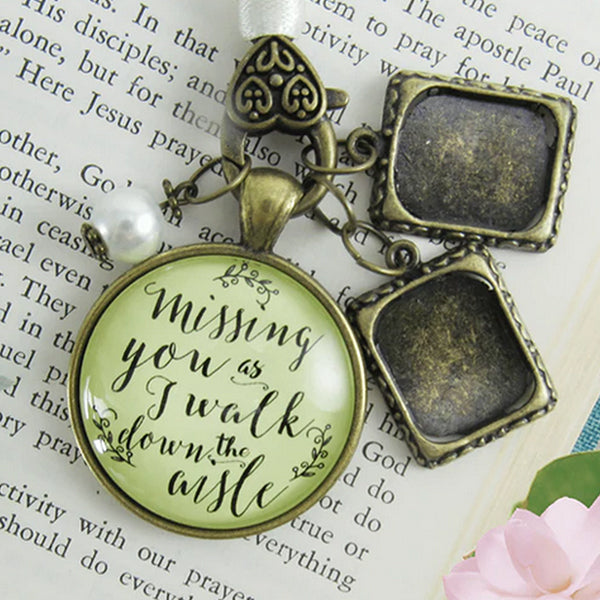 Something Old Something Borrowed Something New, Missing You Keepsake Gift for Bride, Bronze/White Pearl 2 Frames