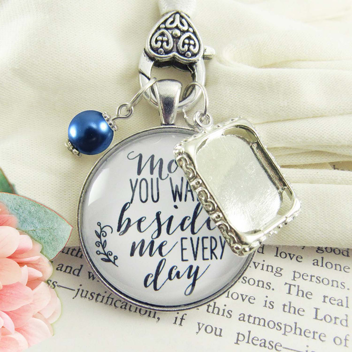 Missing You As I Walk Down the Aisle Charms Wedding Keychains - Gifts Are Blue