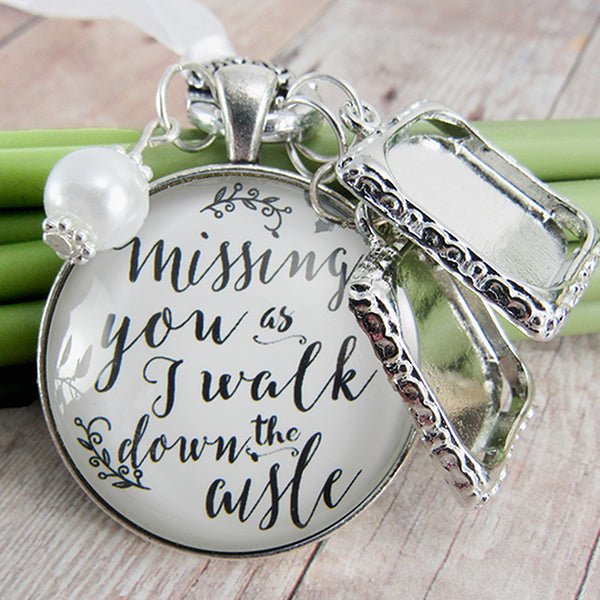 Bride Wedding Gift - Missing You, Silver/White Pearl 2 Frames