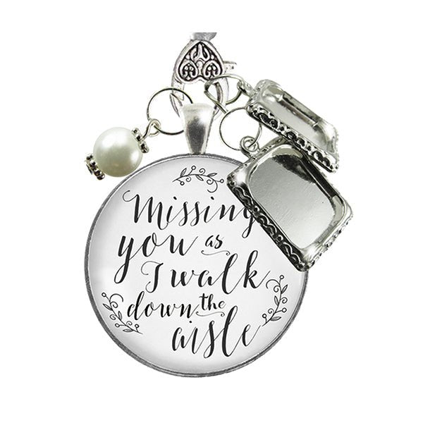 Gutsy Goodness Vintage Wedding Gift - Missing You, Silver/White Pearl 2 Frames