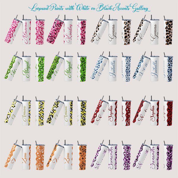 Pretty Leopard Print Personalized Tumbler with Name and Butterfly Design for Girls and Preteens - Gifts Are Blue