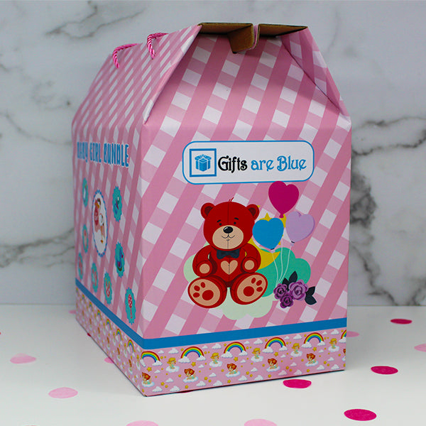 Baby Girl Gift Box, Ready to Gift Baby Set, Baby Shower Gifts, 12 Items; Box Side