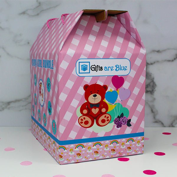 Baby Girl Gift Box, Ready to Gift Baby Set, Baby Shower Gifts, 12 Items; Box Side