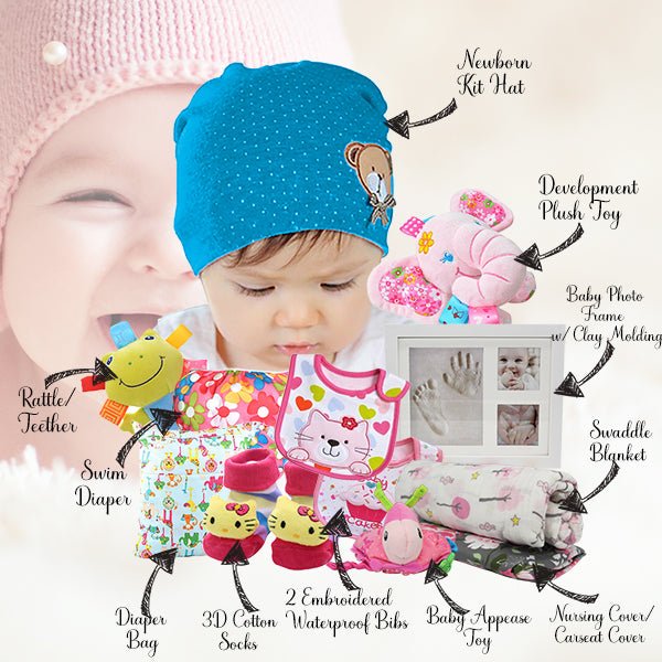 Baby Girl Gift Box, Baby Shower Gifts for Baby Girl, 12 Items; Details