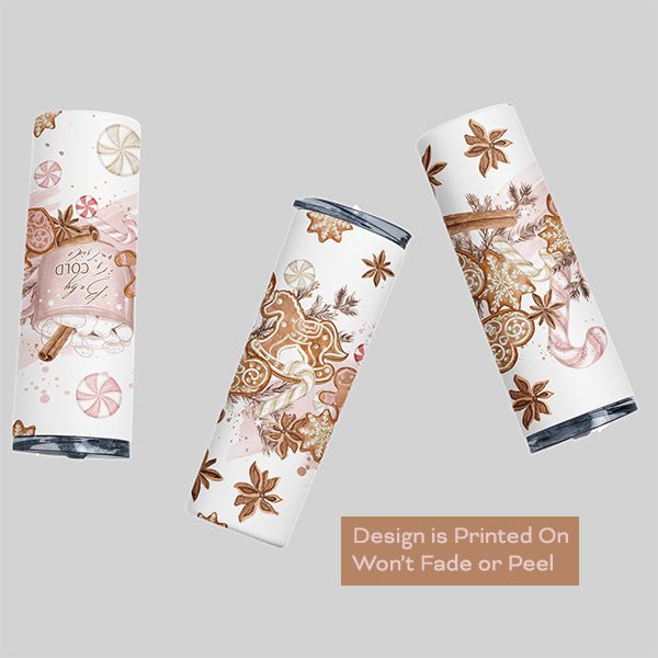 These holiday tumbler feature a printed on design that won't fade or peel. No vinyl is used.