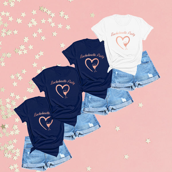 Bachelorette Party T-Shirts for Bride and Bridesmaids Set Of 4,  Personalized T-Shirts, 15 Colors, S-6XL, Crewneck – Gifts Are Blue