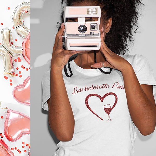 Personalized T-Shirts For Bridal Party; Black Women Holding A Camera