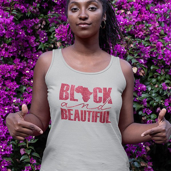 Our Black and Beautiful tank top is perfect for the summer months. Great option for Back to School or Back to College. Will sure to be a favorite top. Great college wear especially at an HBCU.