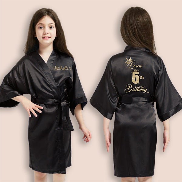 Pretty Girl Robes w Birthday Number for Birthday Girl, Birthday Squad Designs Also Available, Spa Birthday Party Robes - Gifts Are Blue
