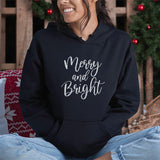 Merry and Bright Christmas Hoodie - Regular and Glitter Print - Several Sizes and Styles - Christmas Sweatshirt and Long Sleeve Styles