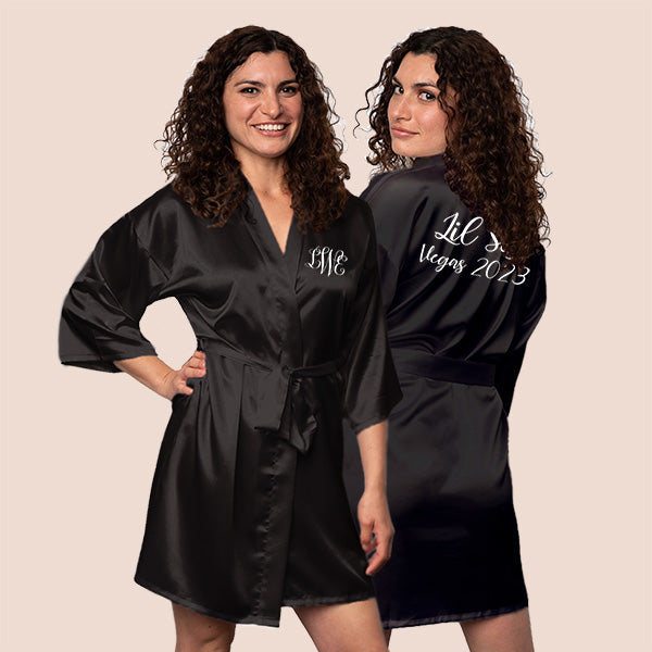 Custom Black Robes for Women and Girls for Weddings, Bachelorette, Quinceañera, and Birthday