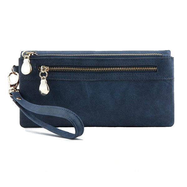 vintage Leather Men's Clutch Bag Double Zipped Small Wristlet Handbag