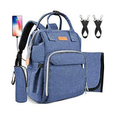 Blue Baby Diaper Bag with USB Charger Port for Moms & Dad - Gift for Expecting Parents - Main