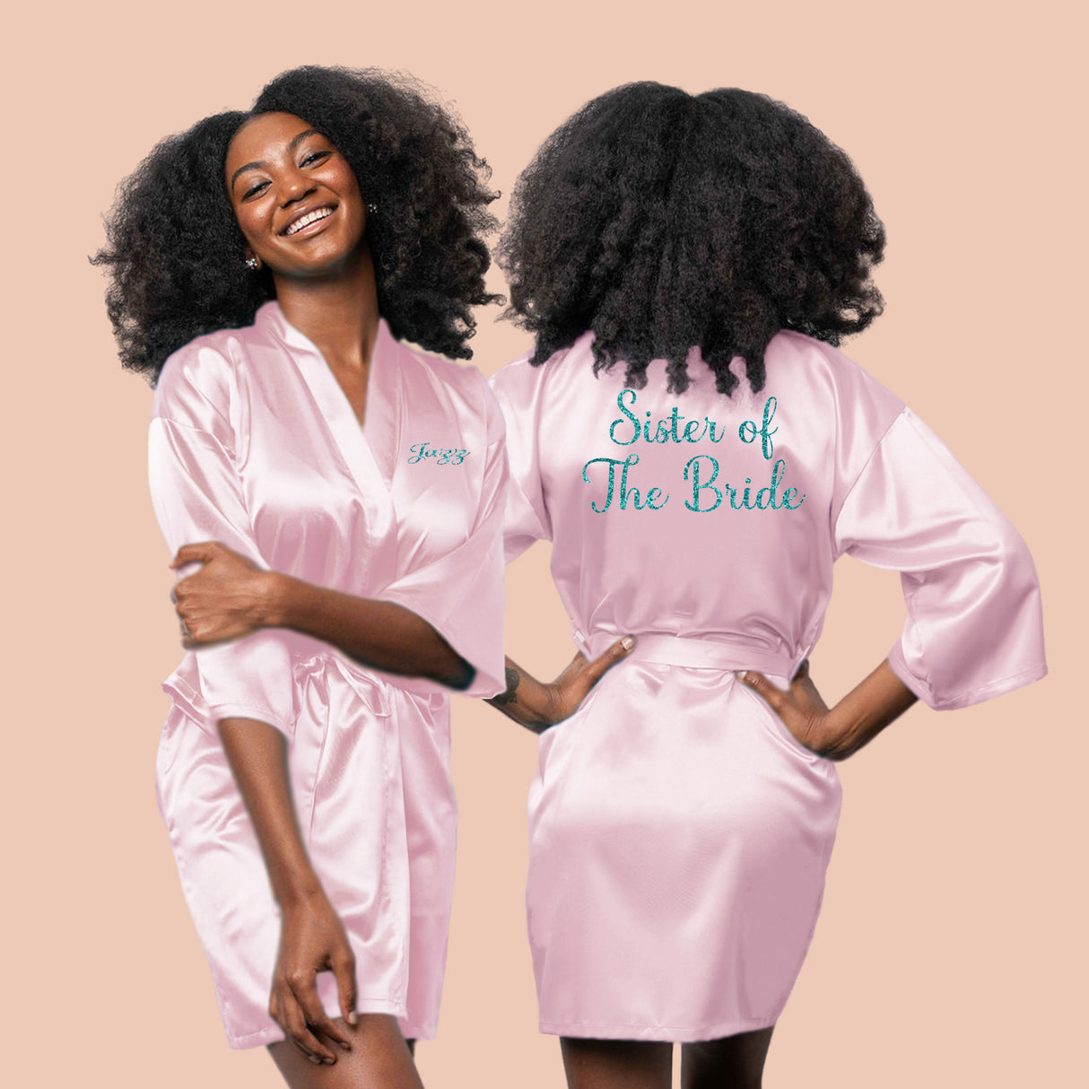 Custom Blush Pink Robes for Women and Girls for Weddings, Bachelorette, Quinceañera, and Birthday