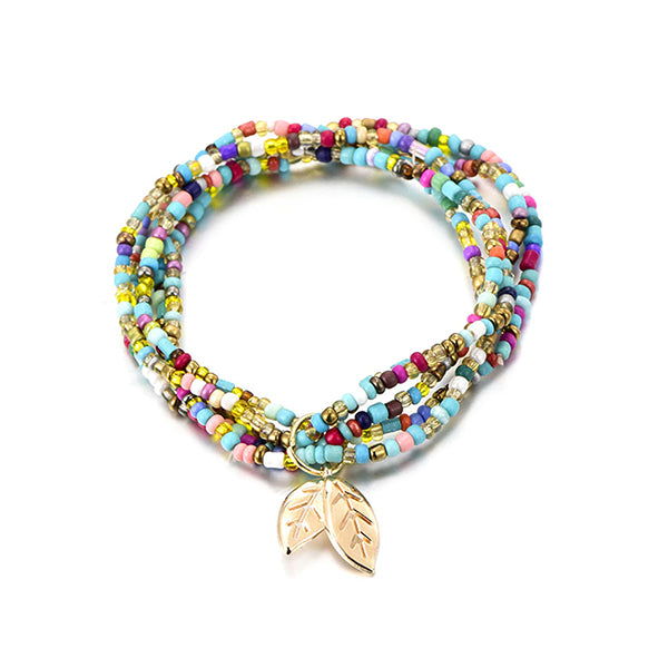 Boho Tree of Life Bracelet Multicolor Leaf Charm