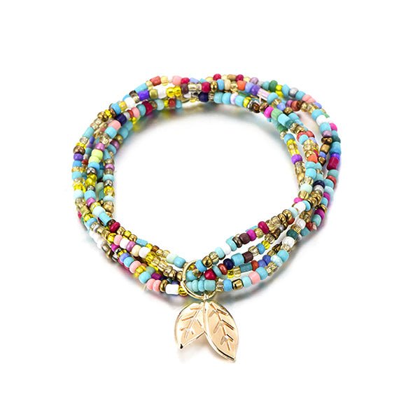 Boho Tree of Life Bracelet Multicolor Leaf Charm