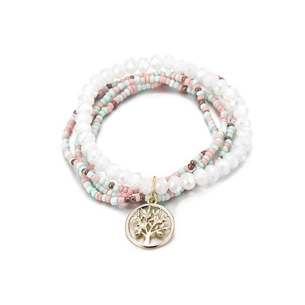 Boho Tree of Life Bracelet Sky Blue Tree Charm