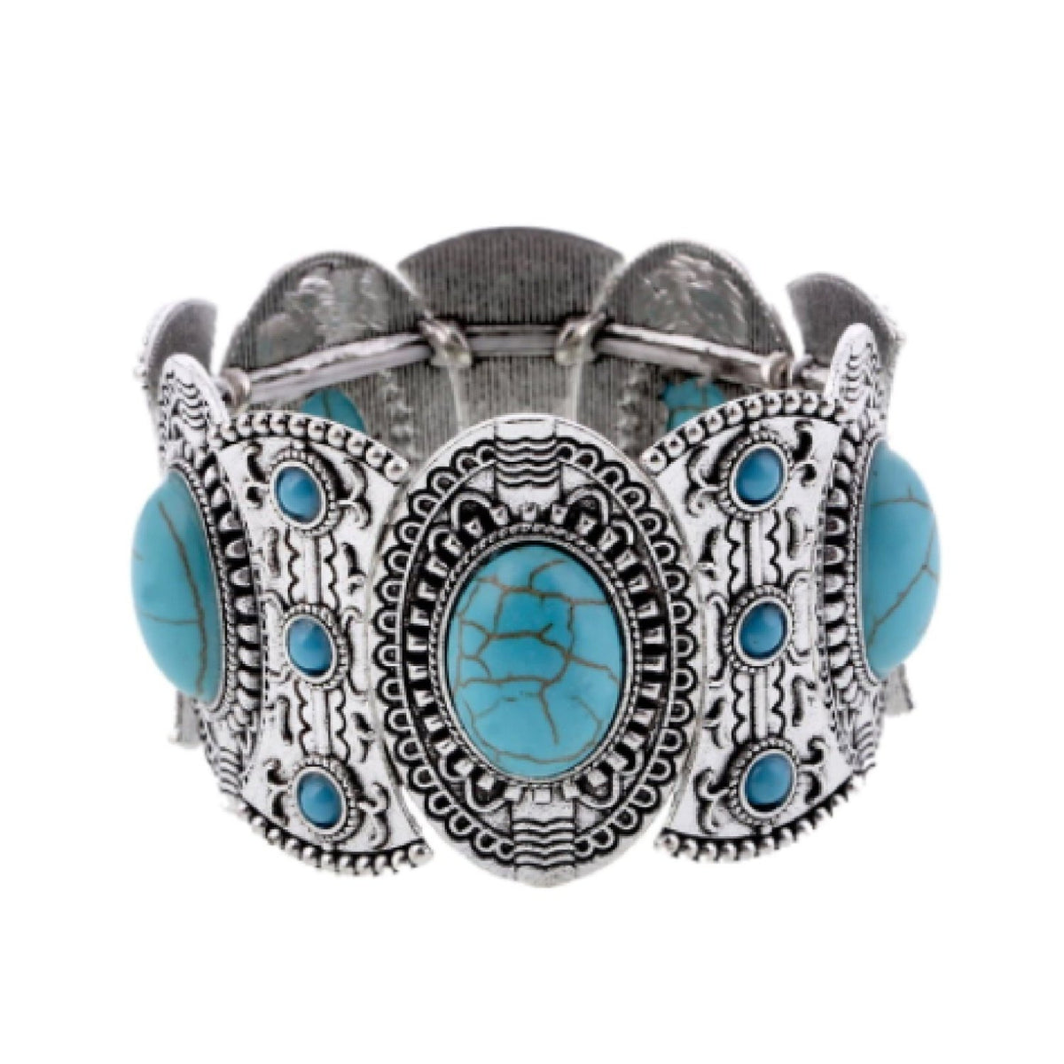 Bracelet Womens Vintage Boho Turquoise Cuff Stretch Bracelet Ethnic Jewerly Main
