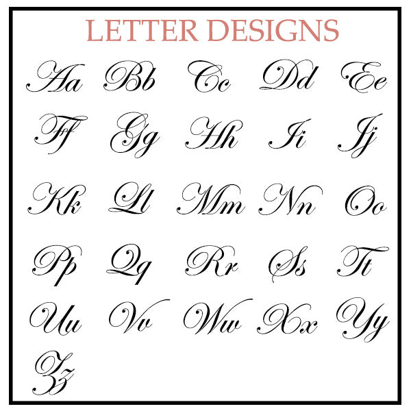 This is our letter gallery that showcases the font use on our personalized wine tumblers.