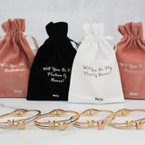Butterfly Bracelet and Velvet Bag Proposal Gifts for Bridal Party, Set of 4