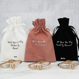 Butterfly Bracelet and Velvet Bag Proposal Gifts for Bridal Party, Set of 3