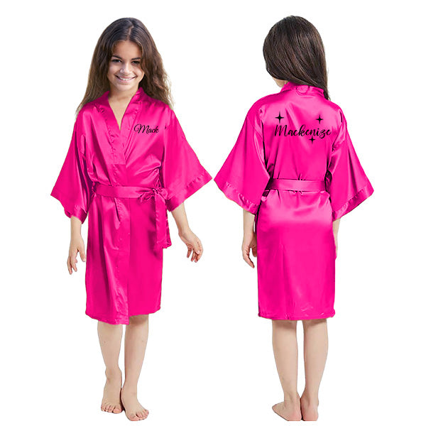Pretty Girl Robes w Birthday Number for Birthday Girl & Birthday Squad, Personalized Girls Bathrobes with Name, Spa Birthday Party Robes