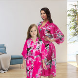 Bright Pink Mommy and Me Robes, Floral, Satin, Lifestyle, all SKUs